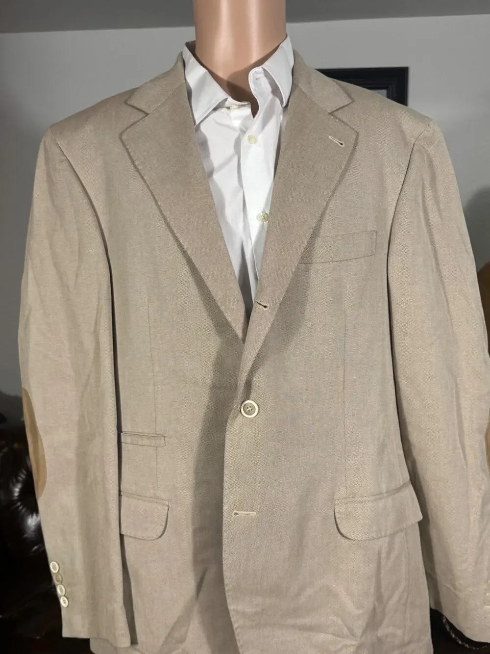Brunello Cucinelli Beige Tan Cotton Suede Jacket Blazer 54IT 44R US Men's Suit